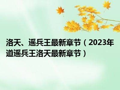 逍遥兵王洛天最新更新——探寻英雄之路的无限可能